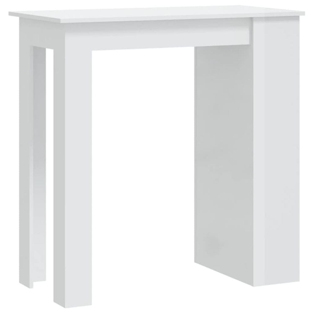 Vidaxl Barový stôl s úložným regálom vysoký lesk biely 102x50x103,5 cm